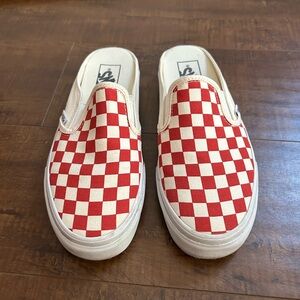 Vans Mules Slip-On Red Checkered 8